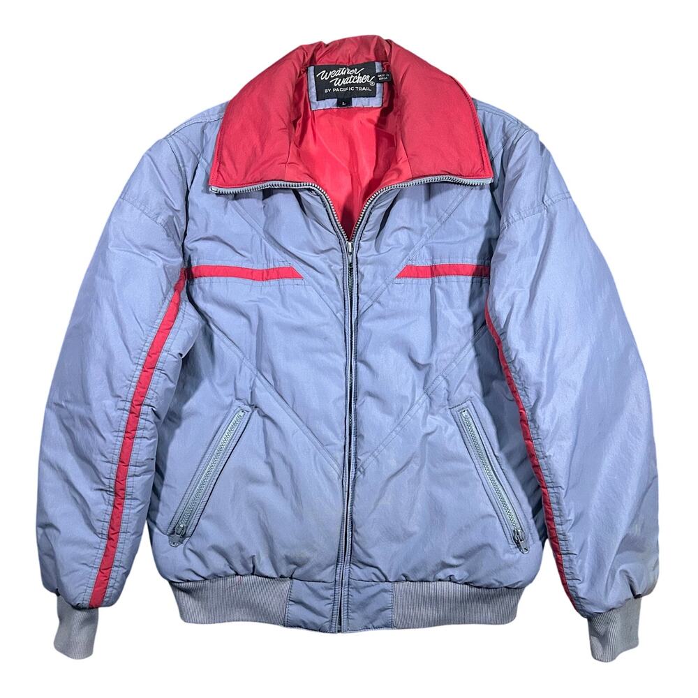 Vintage 80s Weather Watcher Quilted Full Zip Jacket Coat Mens Size Large Puffer